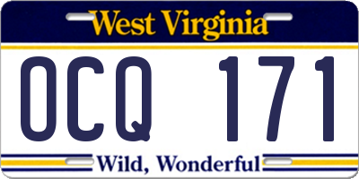 WV license plate OCQ171