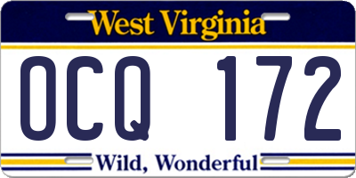 WV license plate OCQ172