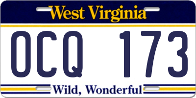 WV license plate OCQ173