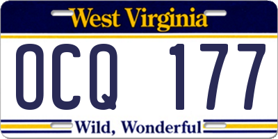 WV license plate OCQ177