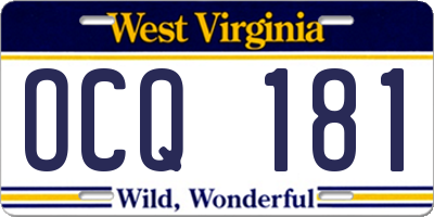 WV license plate OCQ181