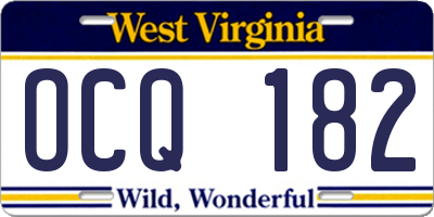 WV license plate OCQ182