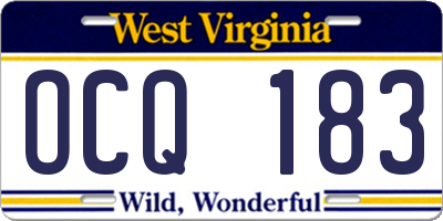 WV license plate OCQ183