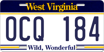 WV license plate OCQ184