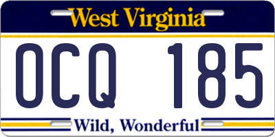 WV license plate OCQ185