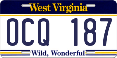WV license plate OCQ187