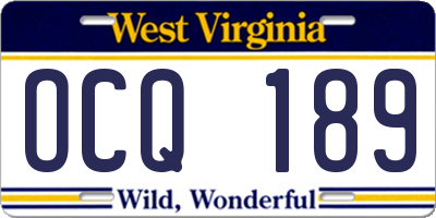 WV license plate OCQ189