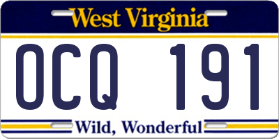 WV license plate OCQ191