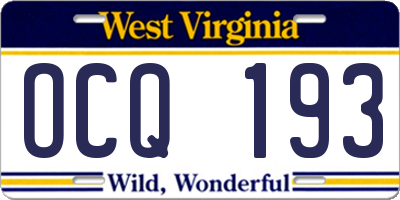 WV license plate OCQ193