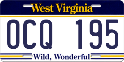 WV license plate OCQ195