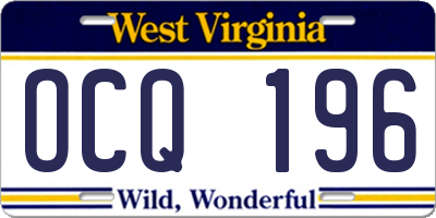 WV license plate OCQ196