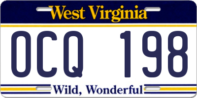 WV license plate OCQ198