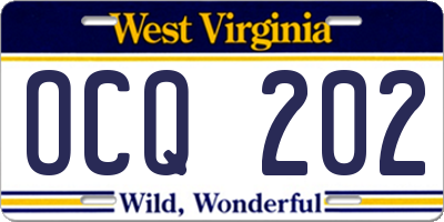 WV license plate OCQ202