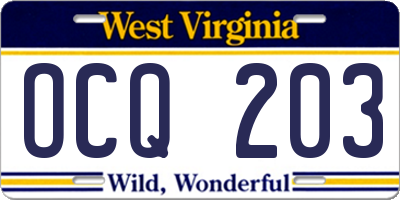 WV license plate OCQ203