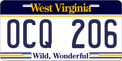 WV license plate OCQ206