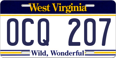 WV license plate OCQ207