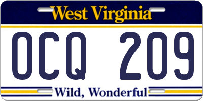 WV license plate OCQ209