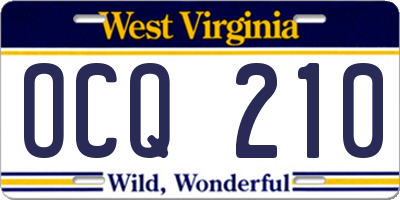 WV license plate OCQ210