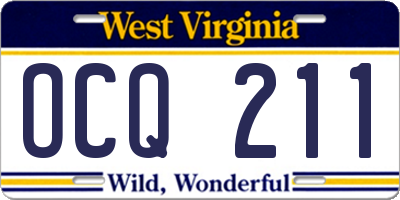 WV license plate OCQ211