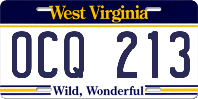 WV license plate OCQ213