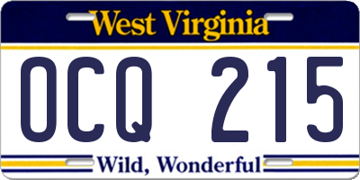 WV license plate OCQ215