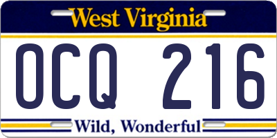 WV license plate OCQ216