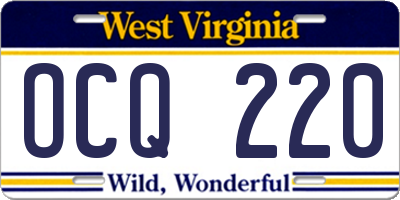 WV license plate OCQ220