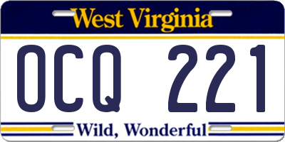 WV license plate OCQ221