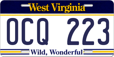 WV license plate OCQ223