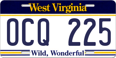 WV license plate OCQ225