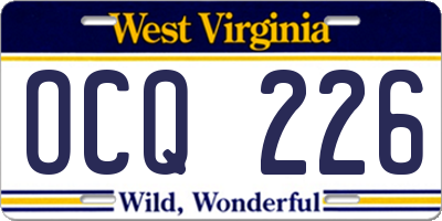 WV license plate OCQ226