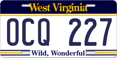 WV license plate OCQ227