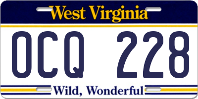 WV license plate OCQ228