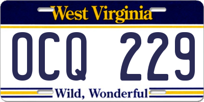 WV license plate OCQ229