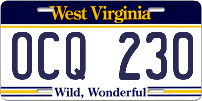 WV license plate OCQ230