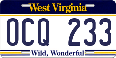 WV license plate OCQ233