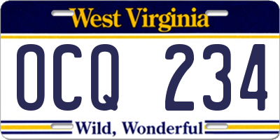 WV license plate OCQ234