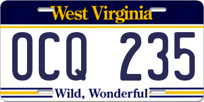 WV license plate OCQ235