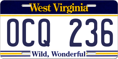 WV license plate OCQ236