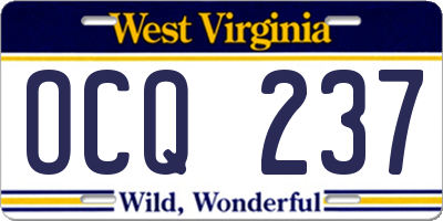 WV license plate OCQ237