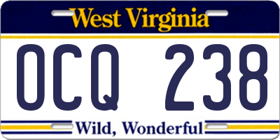 WV license plate OCQ238