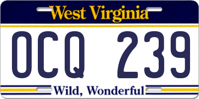 WV license plate OCQ239