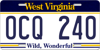 WV license plate OCQ240