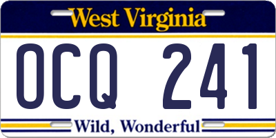 WV license plate OCQ241