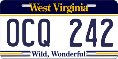 WV license plate OCQ242