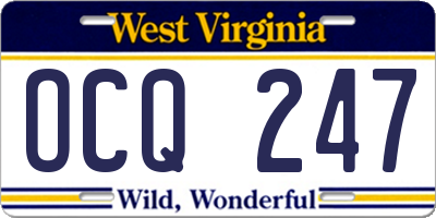 WV license plate OCQ247