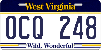 WV license plate OCQ248