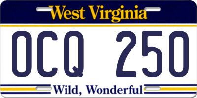 WV license plate OCQ250