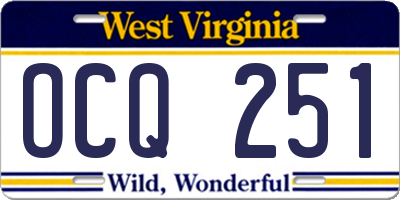 WV license plate OCQ251
