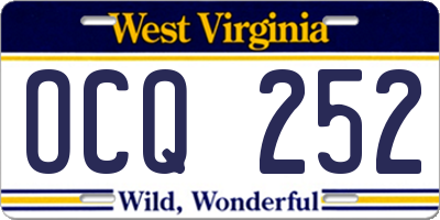 WV license plate OCQ252